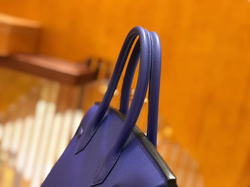 爱马仕 Birkin 30cm 琉璃蓝 Togo小牛皮 金扣 原版蜜蜡线 顶级手工缝制 - Image 6