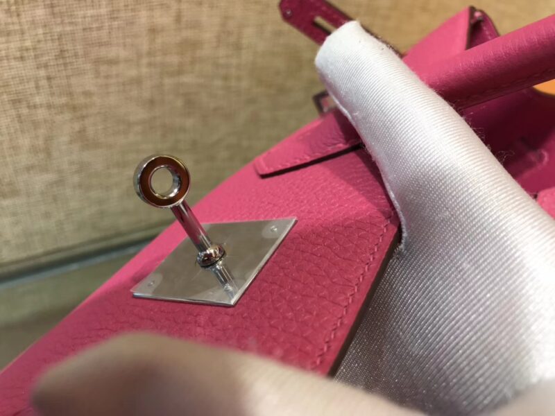 爱马仕 Birkin 30cm ( 铂金包) Togo小牛皮 玉兰粉 原版蜜蜡线 全手工缝制 - Image 5
