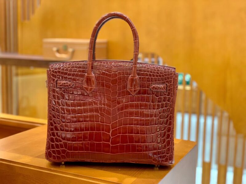 爱马仕 Birkin 30cm 板栗棕 蜜糖棕 金扣 一级皮 尼罗鳄鱼皮 臻品级别 - Image 3