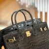 爱马仕 Birkin 铂金包 石墨灰 进口一级湾鳄鳄鱼皮 蜡线 全手工缝制 25cm