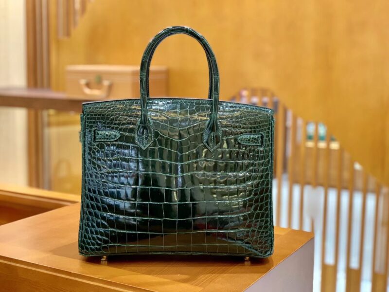 爱马仕 Birkin 30cm 祖母绿 金扣 一级皮湾鳄鱼皮 臻品级别 - Image 5