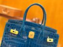 爱马仕 Birkin 30cm 伊兹密尔蓝 一级尼罗鳄 金扣 原版蜜蜡线 顶级手缝