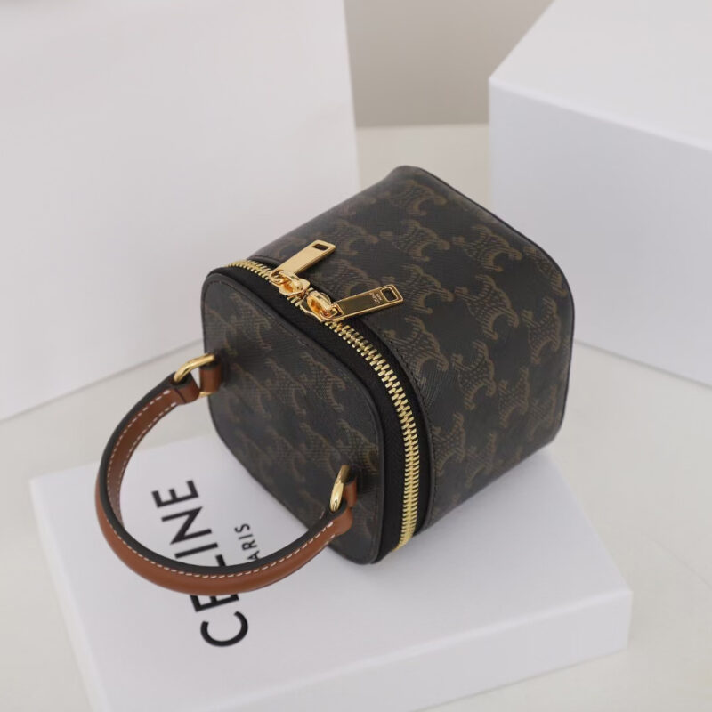 Celine*Triomphe系列手提袋10J762棕印花免检版 - Image 8
