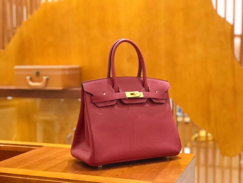 爱马仕 Birkin 30cm 石榴红 Togo小牛皮 金扣 原版蜜蜡线 顶级手工缝制 - Image 2