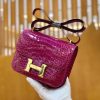 爱马仕 Constance 18cm 一级美洲鳄鱼皮 J5天方夜谭紫 高定工序版本 全手工缝制