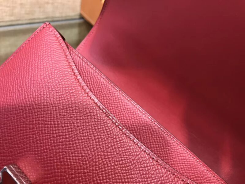 爱马仕 Constance 18cm 石榴红 珐琅银扣 掌纹牛皮 全手工缝制 现货 - Image 9