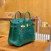 6bec118399d08a3.jpg 爱马仕 Birkin 铂金包 翡翠绿 一级皮 尼罗鳄鱼皮 臻品级别 金扣 25cm