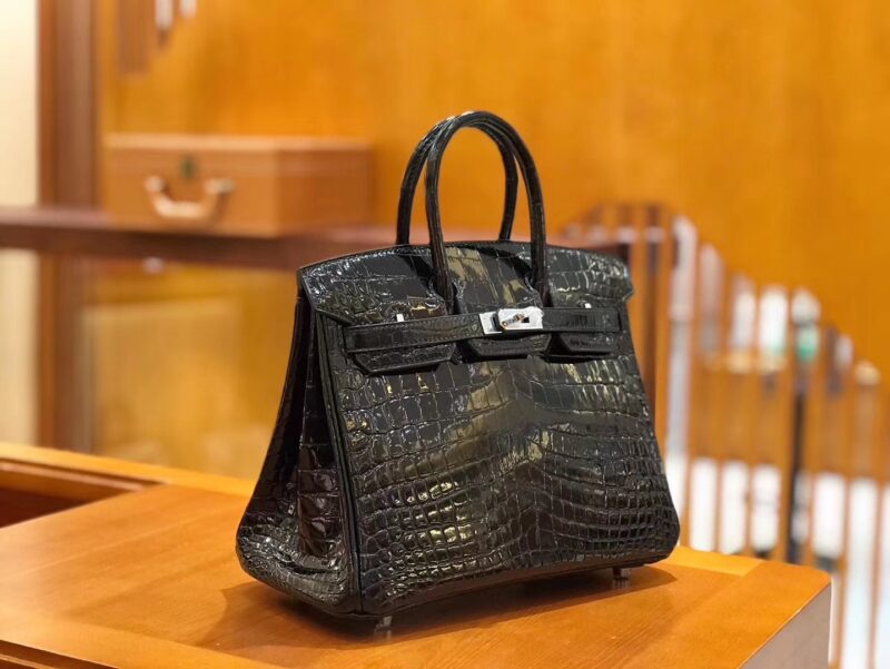 爱马仕 Birkin 25cm 经典黑 尼罗鳄鱼皮 银扣 原版蜜蜡线 顶级手缝 现货 - Image 3