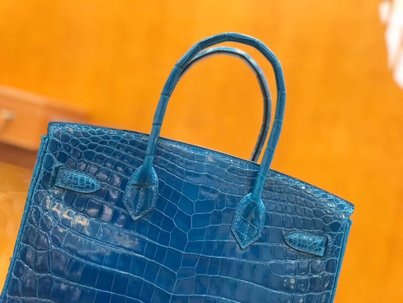 爱马仕 Birkin 30cm 伊兹密尔蓝 一级尼罗鳄 金扣 原版蜜蜡线 顶级手缝 - Image 3