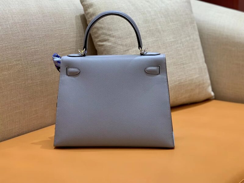 爱马仕 Kelly 凯莉包 掌纹牛皮 冰川蓝 银扣 28cm 全手工 现货 - Image 3