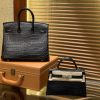 爱马仕 Birkin 25cm 2代19cm 黑色 雾面哑光 鳄鱼皮 顶级手工缝制