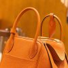 爱马仕 Lindy 30cm 经典橙 Togo牛皮 银扣 原版蜜蜡线 顶级手缝 现货