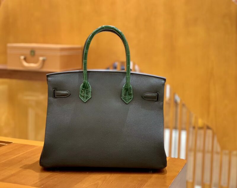 爱马仕 Birkin 30cm 三拼皮三拼色 尼罗鳄鱼皮拼山羊皮 原版蜜蜡线 现货 - Image 3