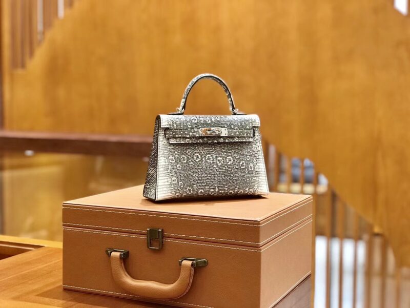爱马仕 迷你2代 19cm 雪花原色 银扣 仿蜥蜴皮 全手工缝制 - Image 2