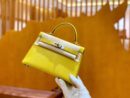 爱马仕 迷你2代 19cm 那不勒斯黄 金扣 仿蜥蜴皮 全手工缝制