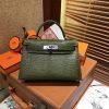 爱马仕 迷你2代 mini Kelly 丛林绿 仿蜥蜴皮 全手工缝制 19cm
