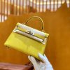 爱马仕 Mini kelly二代 那不勒斯黄 仿蜥蜴皮 金扣 原版蜜蜡线 顶级手工缝制