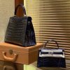 爱马仕 Kelly 凯莉包 午夜蓝 一级皮 尼罗鳄鱼皮 顶级全手工缝制 金扣 28cm