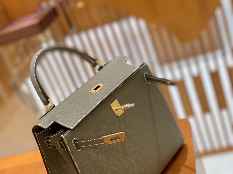 爱马仕 Kelly 25cm 大象灰 金扣 掌纹牛皮 全手工缝制 现货 - Image 3
