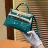 爱马仕 Mini kelly 19cm 一级美洲鳄鱼皮 祖母蓝 金扣 原版蜜蜡线 顶级手工