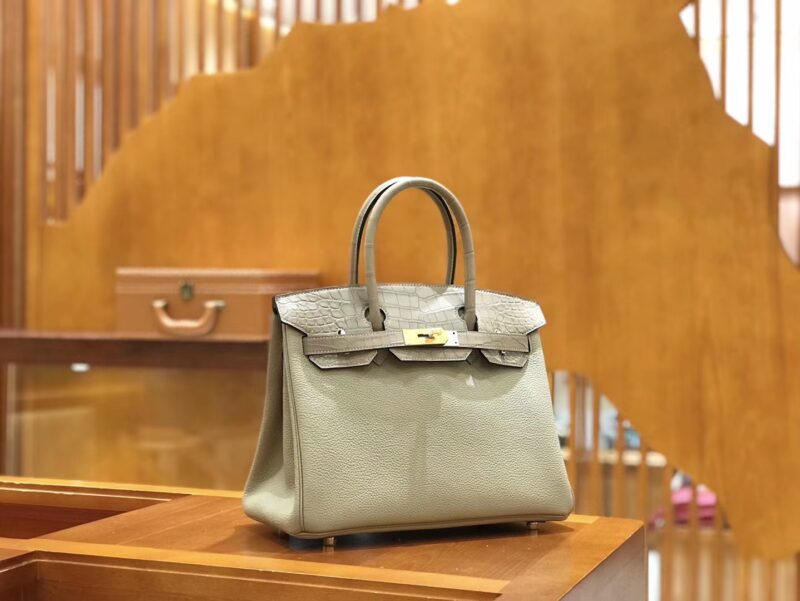 爱马仕 Birkin Touch 30cm 斑鸠灰 一级鳄鱼皮拼Togo牛皮 原版蜜蜡线 顶级手工 - Image 2