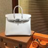 爱马仕 Birkin 25cm ( 铂金包) 掌纹牛皮 奶昔白 原版蜜蜡线 全手工缝制