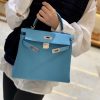 71a5562a0c95c33.jpg 爱马仕 Kelly 凯莉包 北方蓝 小牛皮 银扣 28cm