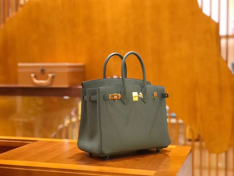 爱马仕 Birkin 25cm 杏仁绿 金扣 掌纹牛皮 全手工缝制 - Image 2