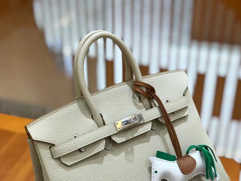 爱马仕 Birkin 25cm 奶昔白 Togo小牛皮 银扣 原版蜜蜡线 顶级手缝 - Image 4