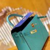 爱马仕 Kelly 凯莉包 掌纹牛皮 电光蓝拼维罗纳绿 金扣 25cm