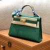 爱马仕 mini Kelly 森林绿 金扣 德国进口掌纹皮 全手工缝制