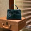 爱马仕 Mini kelly 19cm 一级美洲鳄鱼皮 祖母绿 金扣 原版蜜蜡线 顶级手工