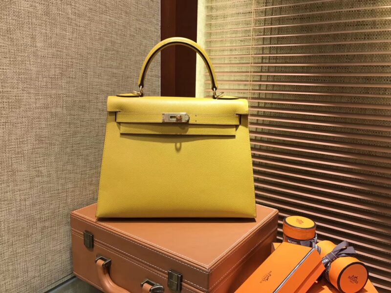 爱马仕 Kelly 凯莉包 琥珀黄 德国进口 Epsom 掌纹牛皮 手缝蜡线 金扣 28cm