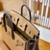 爱马仕 Birkin 铂金包 锡器灰拼杏色 仿蜥蜴皮 银扣 25cm