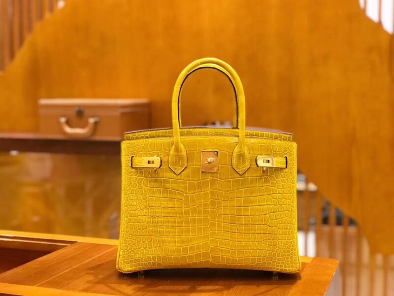 爱马仕 Birkin 30cm 琥珀黄 一级野生湾鳄 金扣 原版蜜蜡线 顶级手缝 - Image 9