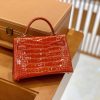 爱马仕 Mini Kelly 迷你凯莉 法拉利红 一级美洲鳄鱼皮 臻品级别 金扣 19cm