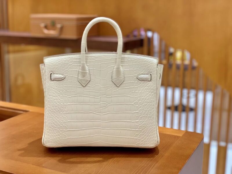 爱马仕 Birkin 铂金包 羊毛白 一级皮 尼罗鳄鱼皮 臻品级别 金扣 25cm - Image 3