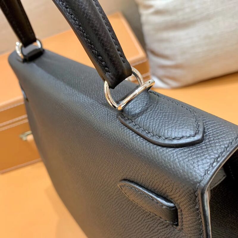 爱马仕 Kelly 凯莉包 经典黑银 28cm 现货供应 全手工缝制 - Image 4