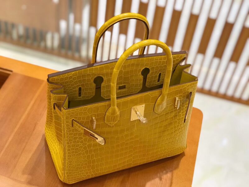 爱马仕 Birkin 30cm 琥珀黄 一级野生湾鳄 金扣 原版蜜蜡线 顶级手缝 - Image 3