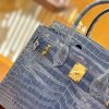 爱马仕 Birkin 30cm 牛仔蓝 金扣 一级皮 尼罗鳄鱼皮 臻品级别