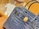 爱马仕 Birkin 30cm 牛仔蓝 金扣 一级皮 尼罗鳄鱼皮 臻品级别