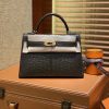 爱马仕 Mini Kelly 墨绿色 一级美洲鳄鱼皮 全手工缝制 臻品级别 金扣 19cm (迷你2代)