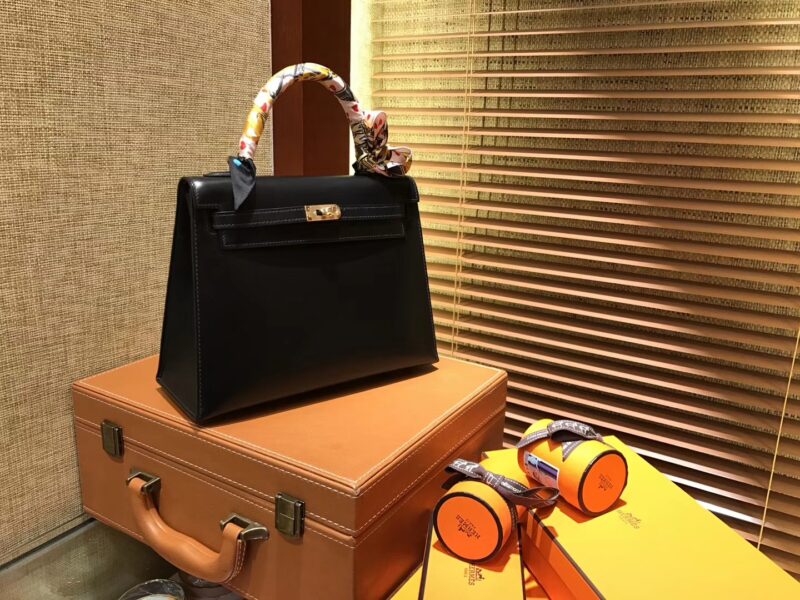 爱马仕 Kelly 25 28(凯莉包)黑色 德国进口 box牛皮 原版蜜蜡线 全手工缝制 - Image 10