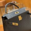 爱马仕 Kelly 28cm 锡器灰 金扣 南非进口 鸵鸟皮 全手工缝制