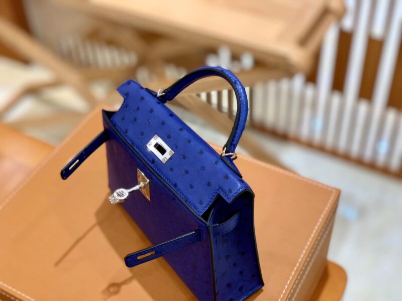 爱马仕 迷你凯莉 2代 19cm 鸵鸟皮 新增现货 深蓝色 - Image 7