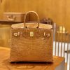 797f590e6cfac5b.jpg 爱马仕 Birkin 铂金包 太妃金 一级皮 美洲鳄鱼皮 臻品级别 金扣 25cm