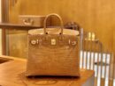 爱马仕 Birkin 铂金包 太妃金 一级皮 美洲鳄鱼皮 臻品级别 金扣 25cm