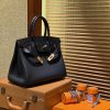 爱马仕 Birkin 铂金包 经典黑 鳄鱼皮拼德国togo牛皮 全手工缝制 金扣 30cm