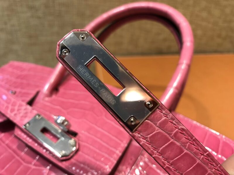 爱马仕 Birkin铂金包 桃红色 一级皮 尼罗鳄鱼 进口原料 顶级手缝工艺 30cm - Image 2