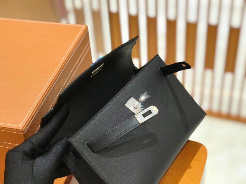 爱马仕 Mini kelly 22cm 经典黑 Swift 牛皮 银扣 原版蜜蜡线 顶级手缝 - Image 6